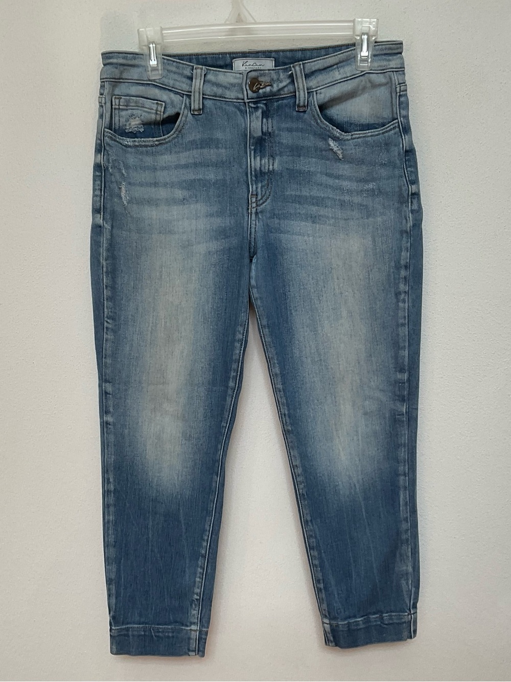 Kancan Light Wash Worn In Mid Rise Ankle Skinny Jeans Size 28 Cropped